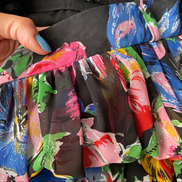 💐 RIVER ISLAND BOHO HIGH WAIST PLEATED MULTI FLORAL SKATER SKIRT! - Picture 7 of 9